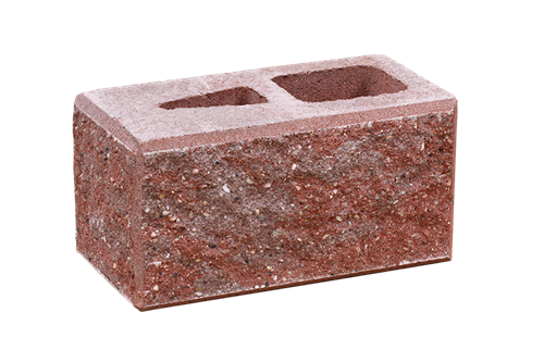 Betonová tvarovka, dvoustranně (rohově) štípaná KBF 20-5 B Červeno-hnědá