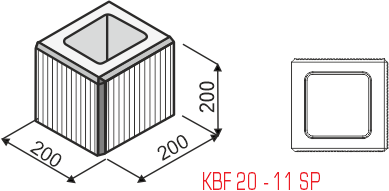 Betonová tvarovka škrábaná, koncová poloviční KBF 20-11 SP Přírodní